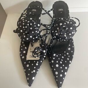 Zara Black and White Polka Dot Heels